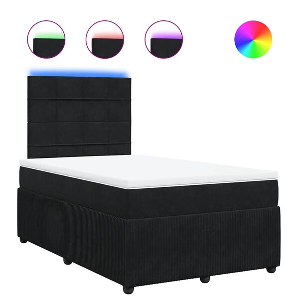 vidaXL Cama box spring con colch&oacute;n terciopelo negro 120x200 cm