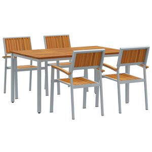 vidaXL Conjunto de Comedor de Jard&iacute;n 5 pcs Gris