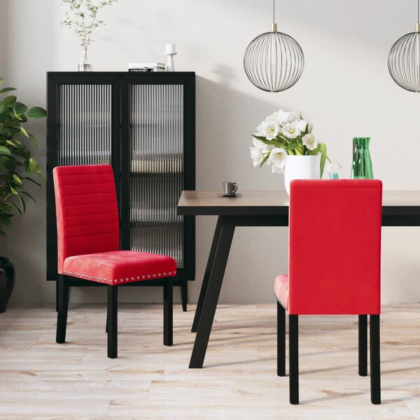 vidaXL Sillas de comedor 2 unidades terciopelo rojo vino tinto