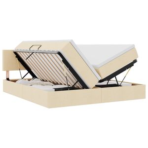 vidaXL Cama con almacenamiento Crema 200 x 200 cm Cuero sint&eacute;tico
