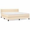 vidaXL Cama box spring con colch&oacute;n tela color crema 160x200 cm