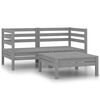 vidaXL Juego de muebles de jard&iacute;n 3 piezas madera maciza de pino gris