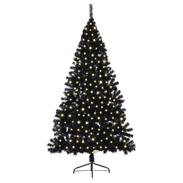 vidaXL &Aacute;rbol de Navidad Artificial Preiluminado Negro 210 cm PVC