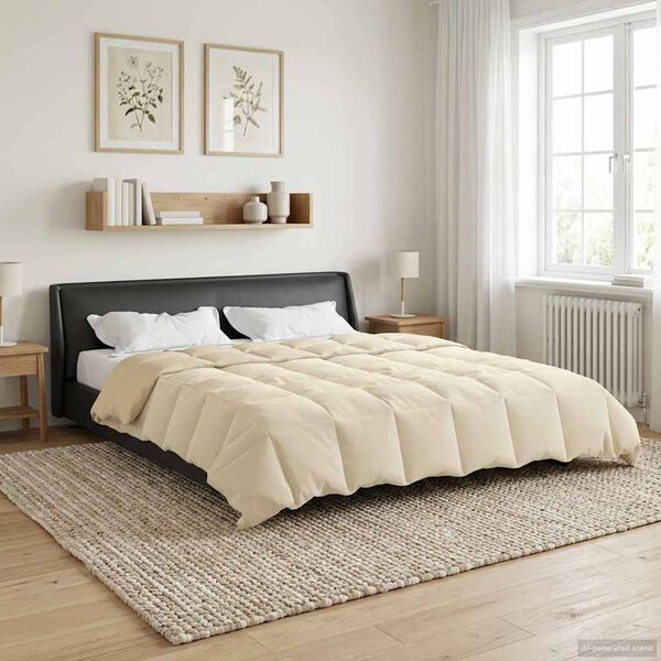 vidaXL Edred&oacute;n de Invierno Acolchado Crema 200 x 200 cm Microfibra