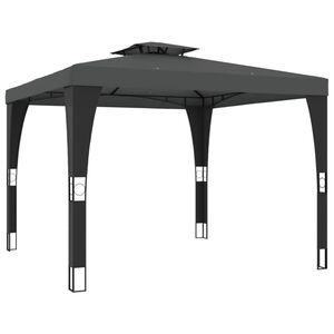 vidaXL Cenador con doble techo de tela gris antracita 2,98x2,98 m