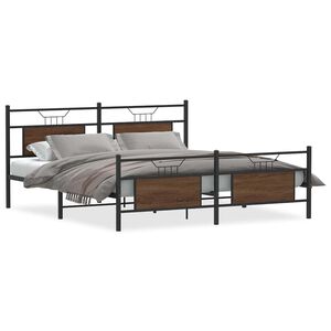 vidaXL Estructura de cama sin colch&oacute;n metal marr&oacute;n roble 160x200 cm