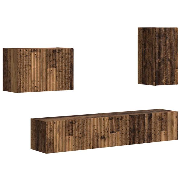 vidaXL Conjunto de mueble para TV de pared 4 pcs Madera vieja