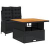 vidaXL Set comedor de jard&iacute;n 2 pzas con cojines rat&aacute;n sint&eacute;tico negro