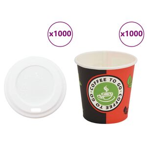 vidaXL Vasos de caf&eacute; de papel con tapa 1000 uds 4oz 120ml