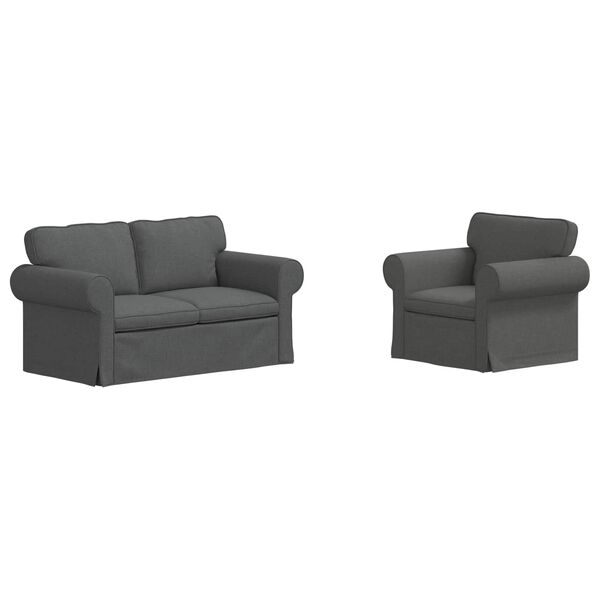 vidaXL Sof&aacute; 2 pcs Gris oscuro 155 x 82 x 80 cm tela