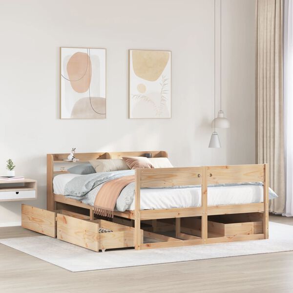vidaXL Estructura de cama sin colch&oacute;n madera de pino maciza 120x200 cm