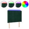 vidaXL Cabecero con LED de terciopelo verde oscuro 83x16x118/128 cm