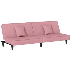 vidaXL Sof&aacute; cama terciopelo rosa