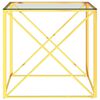 vidaXL Mesa de centro acero inoxidable y vidrio dorado 55x55x55 cm