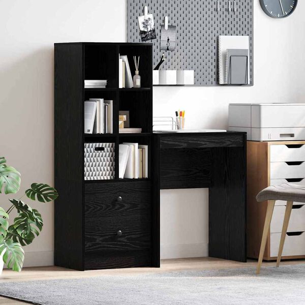 vidaXL Escritorio con cajón 2 pcs Roble Negro