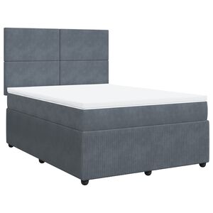 vidaXL Cama box spring con colch&oacute;n terciopelo gris oscuro 140x200 cm