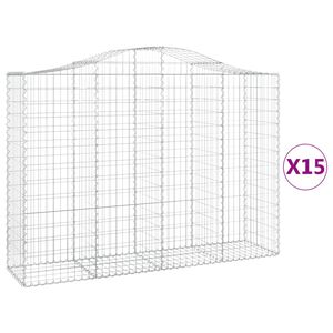 vidaXL Cestas gaviones 15 uds forma de arco hierro 200x50x140/160 cm