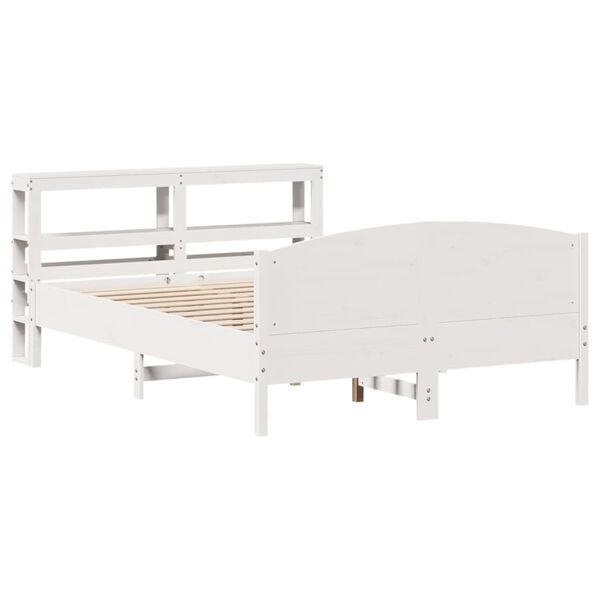 vidaXL Estructura de cama sin colch&oacute;n madera maciza blanca 120x190 cm