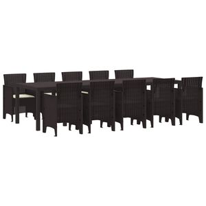 vidaXL Conjunto de Comedor de Jard&iacute;n 11 pcs Marr&oacute;n y crema Rat&aacute;n