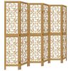 vidaXL Biombo separador de 6 paneles madera maciza paulownia marr&oacute;n