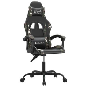 vidaXL Silla gaming giratoria cuero sint&eacute;tico negro y camuflaje
