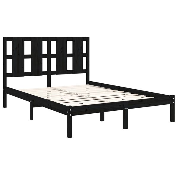 vidaXL Estructura de cama de madera maciza de pino negra 140x190 cm