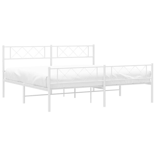 vidaXL Estructura cama sin colch&oacute;n con estribo metal blanco 193x203 cm