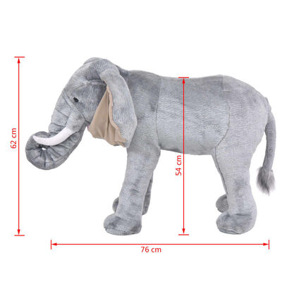 vidaXL Elefante de peluche de pie gris XXL