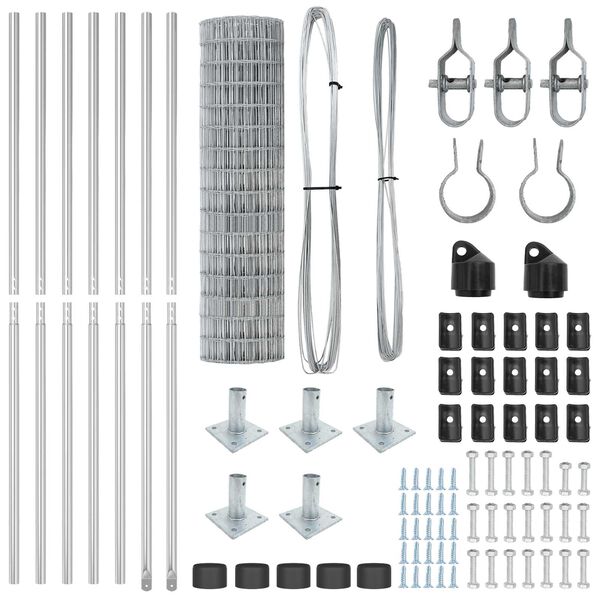 vidaXL Valla con Poste Plateado 1,2 x 10 m Acero