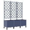 vidaXL Jardinera con enrejado y ruedas 3 uds. Gris 120 x 40 x 149 cm