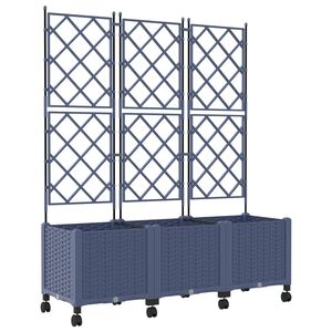 vidaXL Jardinera con enrejado y ruedas 3 uds. Gris 120 x 40 x 149 cm
