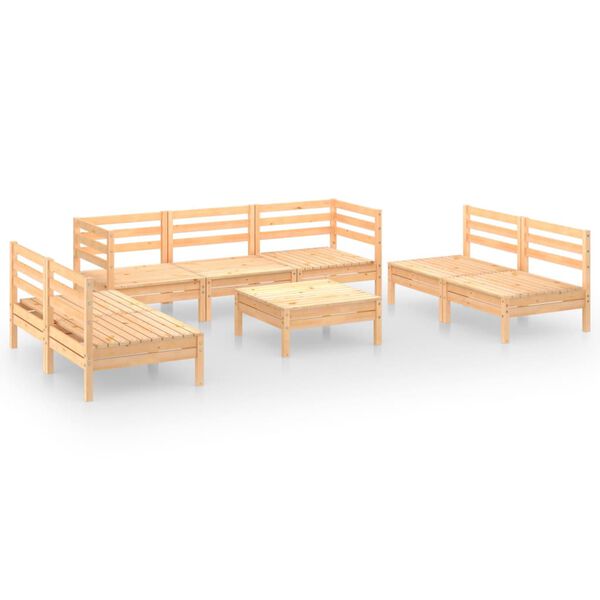 vidaXL Juego de muebles de jard&iacute;n 8 piezas madera maciza de pino