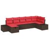 vidaXL Conjunto de sof&aacute; de jard&iacute;n 7 pcs Marr&oacute;n rat&aacute;n sint&eacute;tico