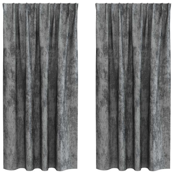vidaXL Cortinas de Terciopelo 2 pcs Gris 175 x 140 cm Terciopelo