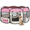 vidaXL Parque de perros plegable y bolsa transporte rosa 125x125x61cm