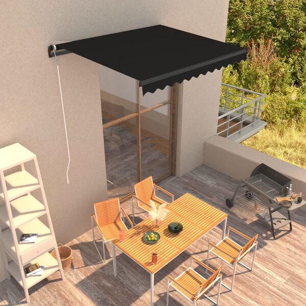 vidaXL Toldo retr&aacute;ctil manual gris antracita 300x250 cm
