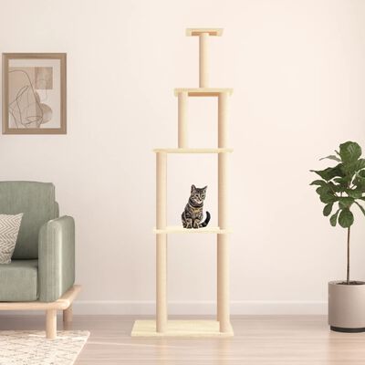 vidaXL Rascador para gatos con postes de sisal color crema 183 cm