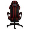 vidaXL Silla gaming con reposapi&eacute;s cuero sint&eacute;tico negro y rojo tinto