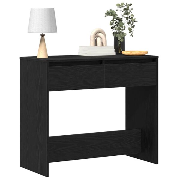 vidaXL Mesa consola roble negro 89x41x76,5 cm madera de ingeniería