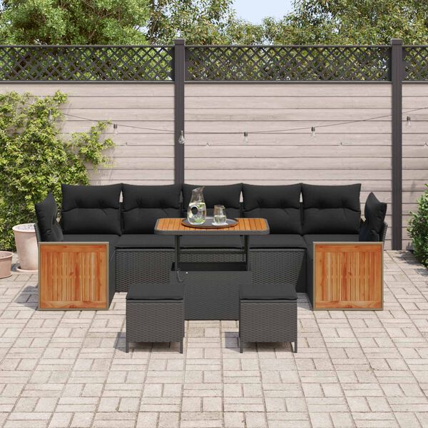 vidaXL Conjunto de sof&aacute;s de jard&iacute;n 13 pcs Negro rat&aacute;n sint&eacute;tico