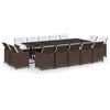 vidaXL Set comedor de jard&iacute;n 15 pzas con cojines rat&aacute;n PE marr&oacute;n
