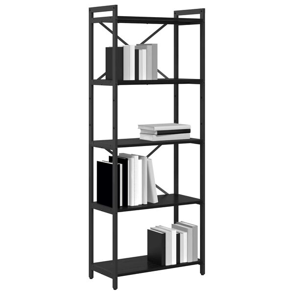 vidaXL Estante de libros Roble Negro 60 x 30 x 155 cm