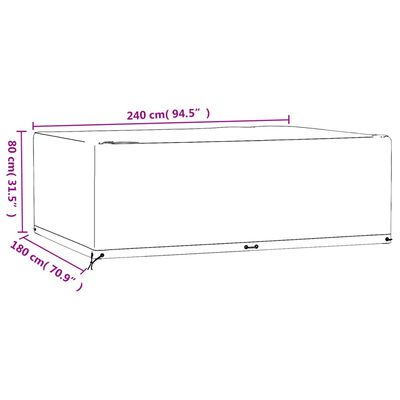 vidaXL Funda para muebles de jardín 12 ojales rectangular 240x180x80cm