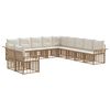 vidaXL Conjunto de sof&aacute;s de exterior 11 uds. Natural y Crema Poli&eacute;ster