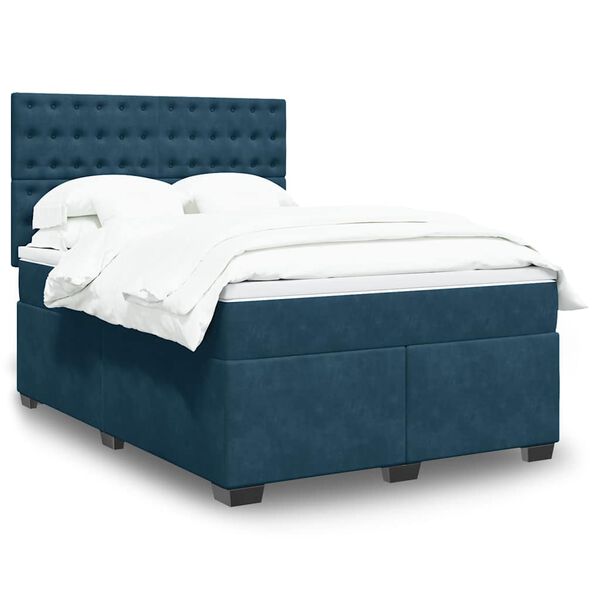 vidaXL Cama box spring con colch&oacute;n terciopelo azul 140x200 cm