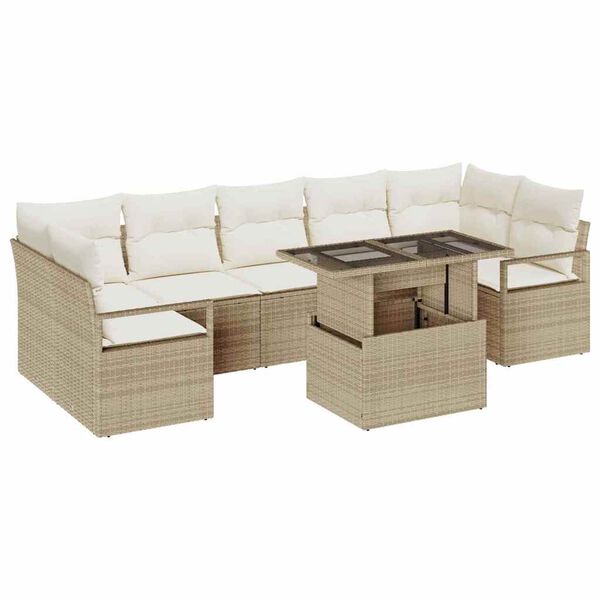 vidaXL Conjunto de sofá de jardín 8 pcs beige y crema ratán sintético