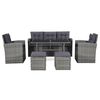 vidaXL Set de muebles de jardín 6 pzas y cojines ratán sintético gris