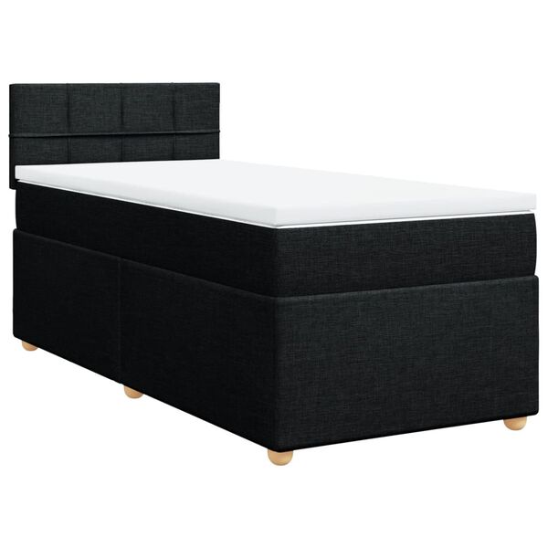 vidaXL Cama box spring individual con colch&oacute;n tela negro