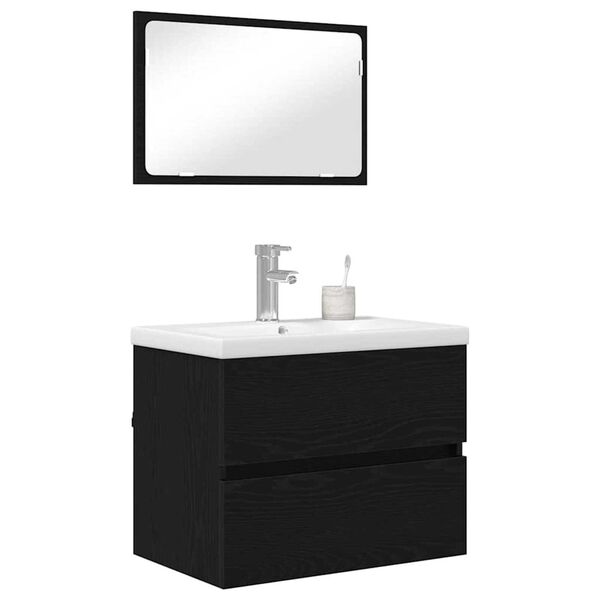 vidaXL Juego de muebles de baño con cajón 3 pcs Roble artesanal