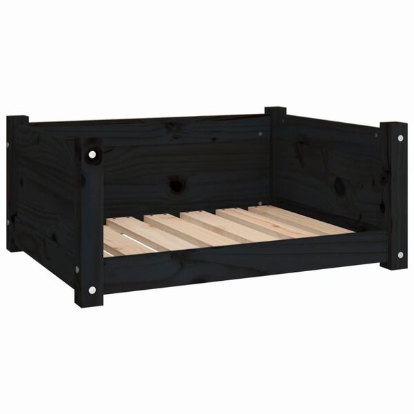 vidaXL Cama para perros madera maciza de pino negro 65,5x50,5x28 cm